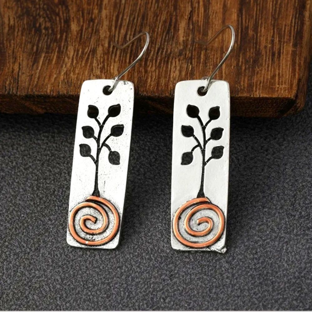 Tree stencil landscape nature inspired minimalist earrings